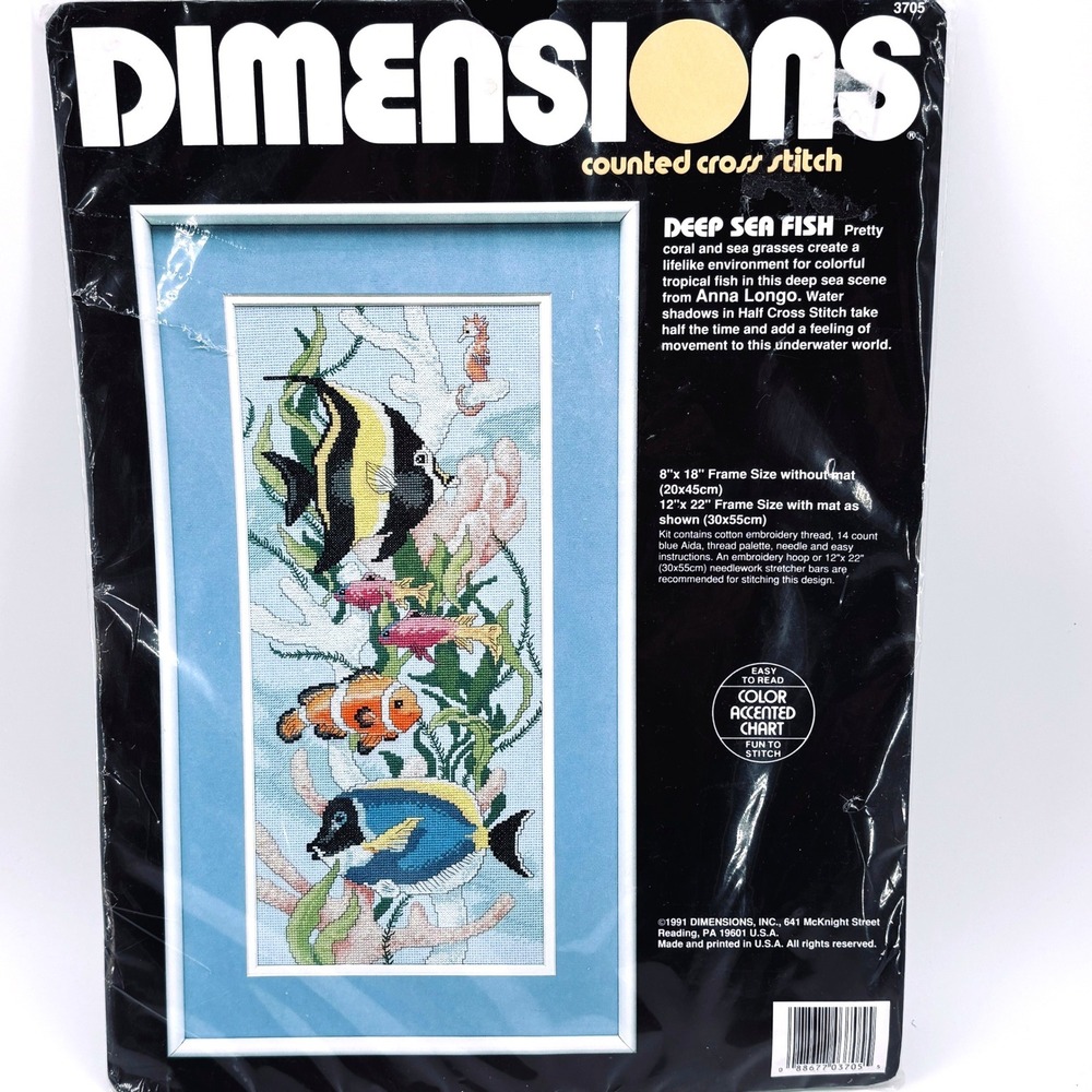 Dimensions Deep Sea Fish Counted CrossStitch Kit Tropics Ocean Sealed Vtg Sealed